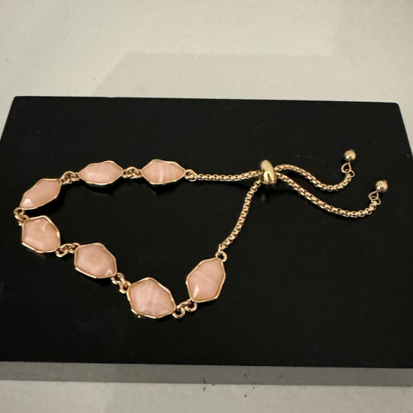 Unknown Jewelry - Pale Peach Faux Stone Gold Tone Slide Bracelet